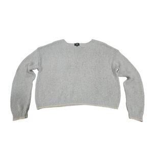 LINE Cropped Knit Sweater Gray Cotton Linen Blend Minimalist Anthro Style S